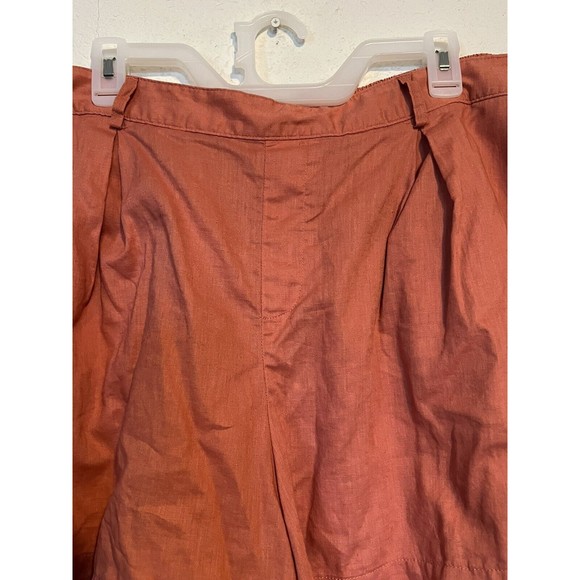 AVA & VIV WOMENS SHORTS SIZE 1X LINEN BLEND CORAL PULLON PLEATED FRONT BO - Picture 2 of 5